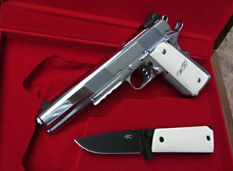 D&L Sports™ knife with 1911 pistol grip handle